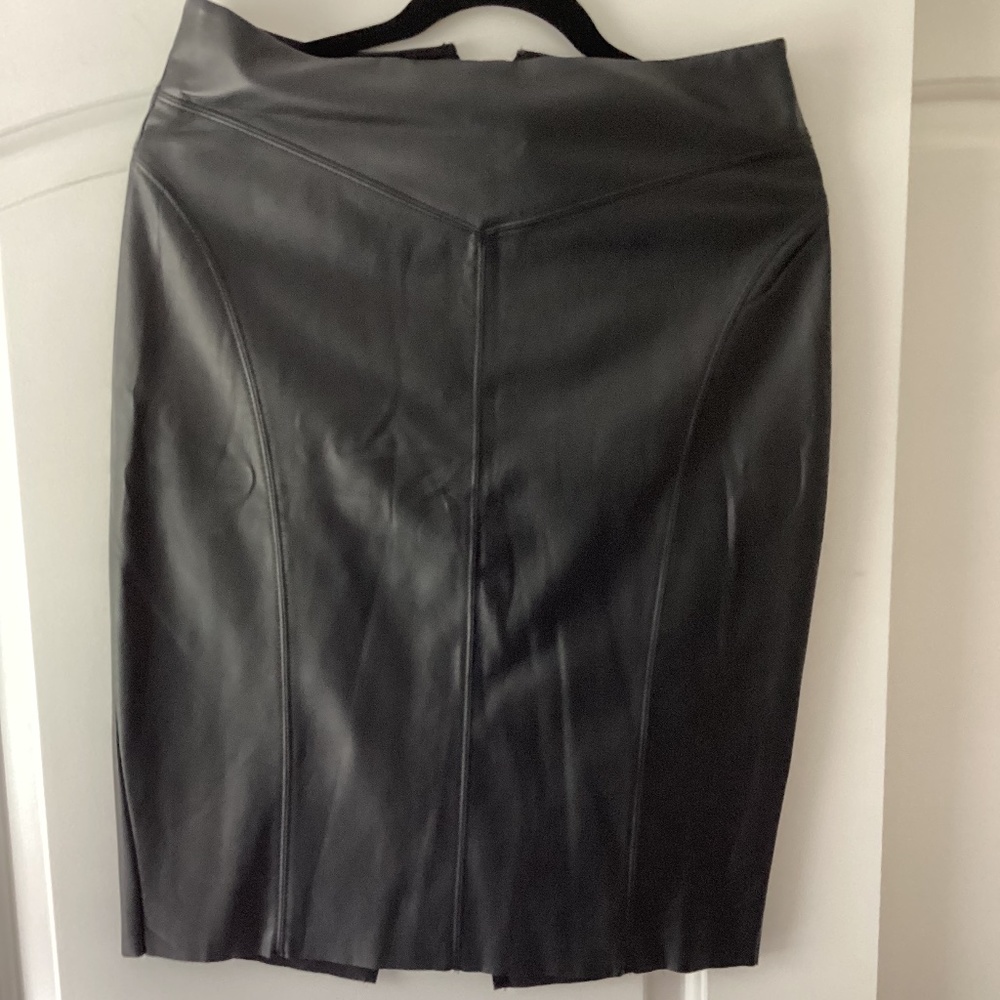 Express black Faux leather midi skirt in size 6